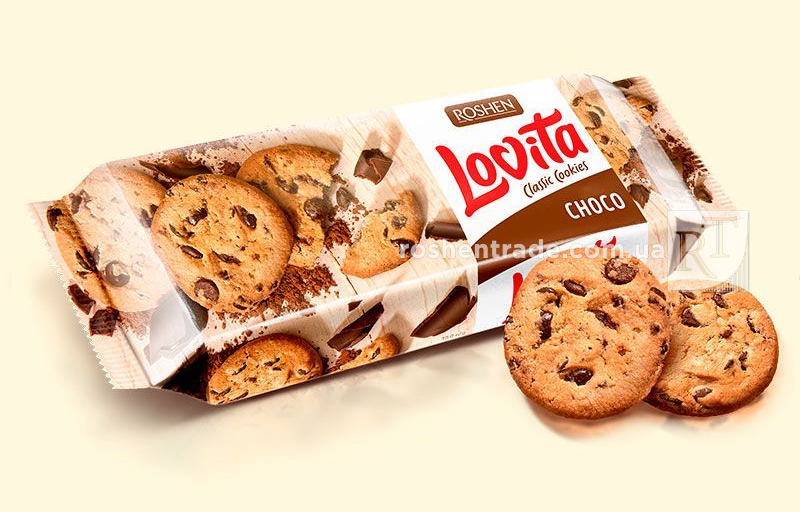 Печиво Lovita з кусочками глазурі, 150гр. Roshen - фото 1