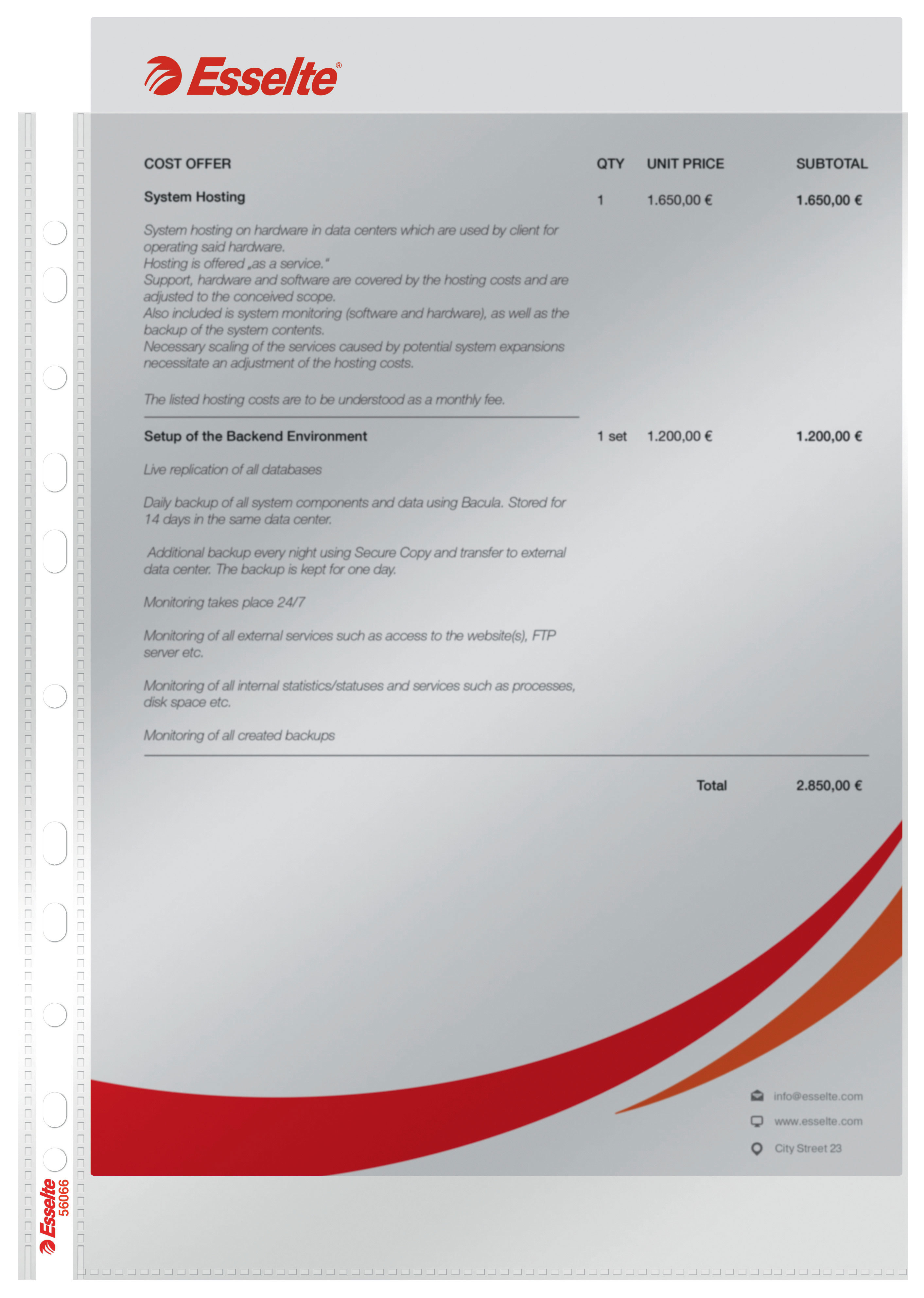 Файл глянцевый А4, 55мкм., верхний разрез, 100шт./уп. Esselte - фото 2