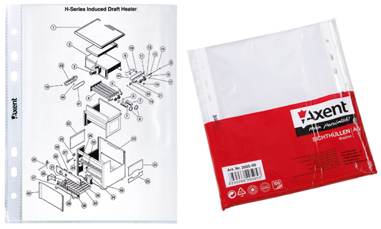 Файл глянцевий А5 40мк верхній розріз 100шт./уп. Axent - фото 1