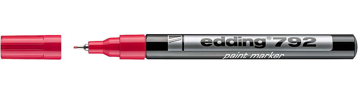 Маркер лакирующий 792, тонкий наконечник 0,8мм., красн. Edding - фото 1