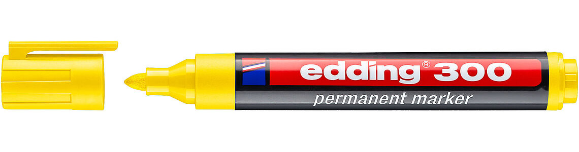 Маркер перманентный, круглое острие 1,5-3мм., 300, желт. Edding - фото 1