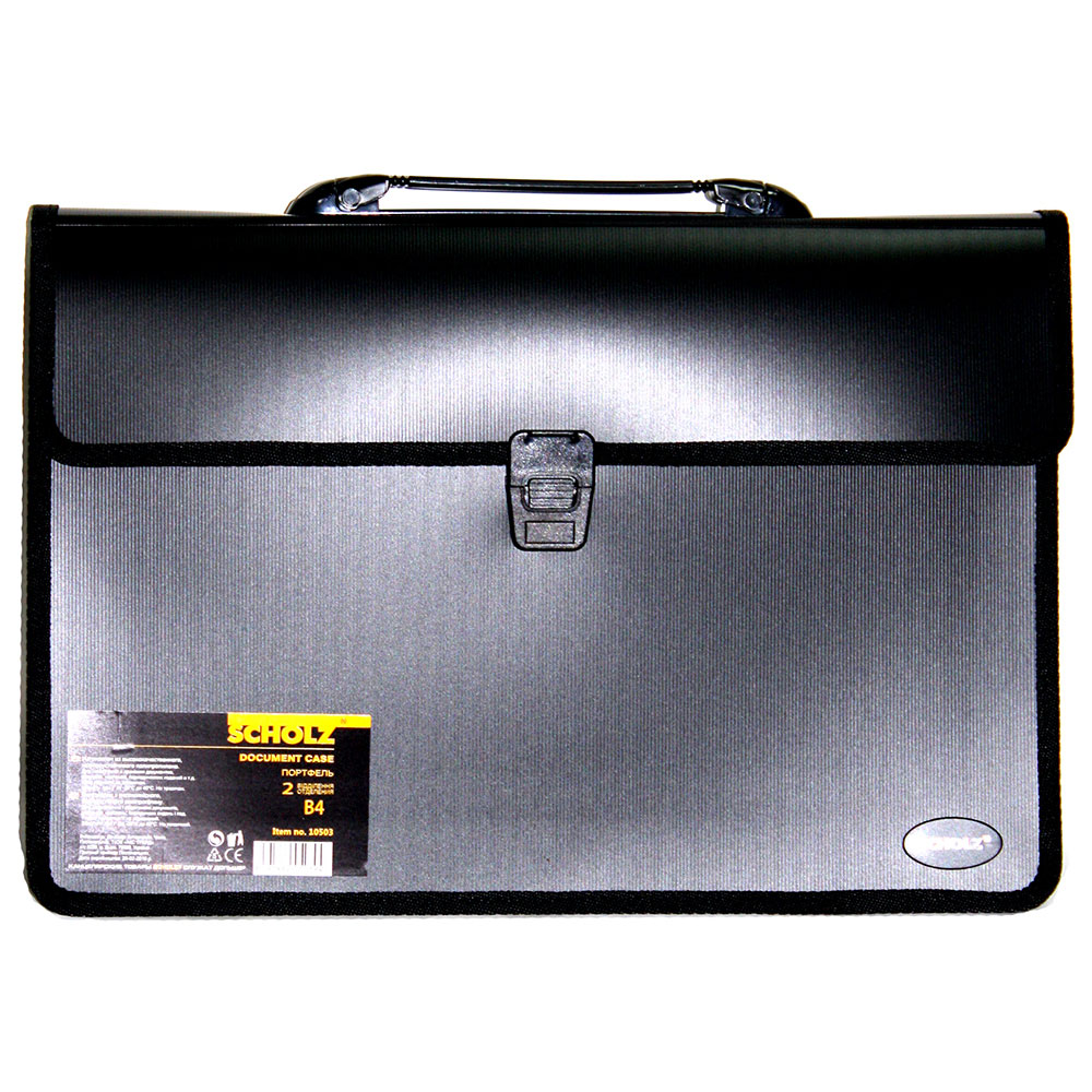 Портфель-картотека на 3 отделения, В4, черн. Scholz - фото 1