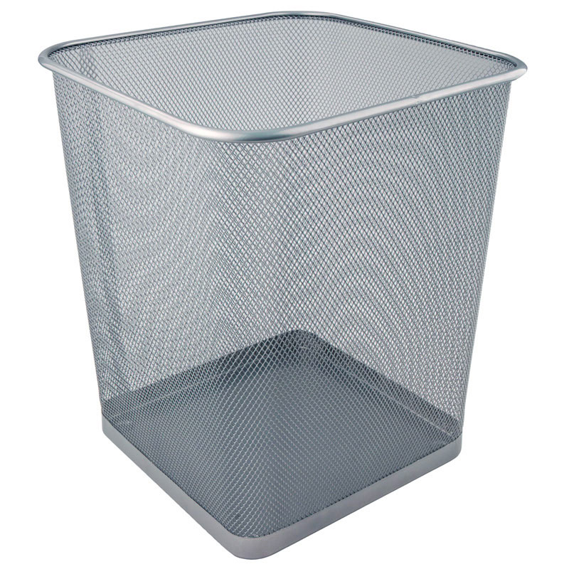 Корзина для бумаг 15л., квадратная металлическая, серебр. Axent - фото 5