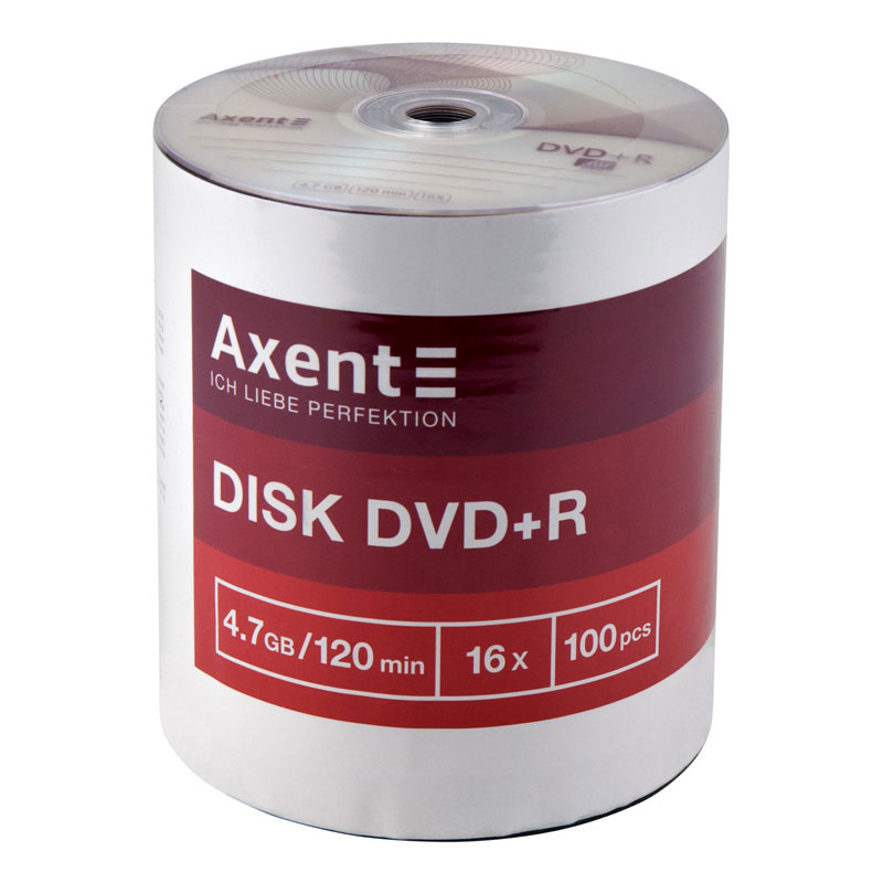 Диск DVD+R, 4.7 Gb/120min, 16x, 100шт/уп. Cake Box Axent - фото 1