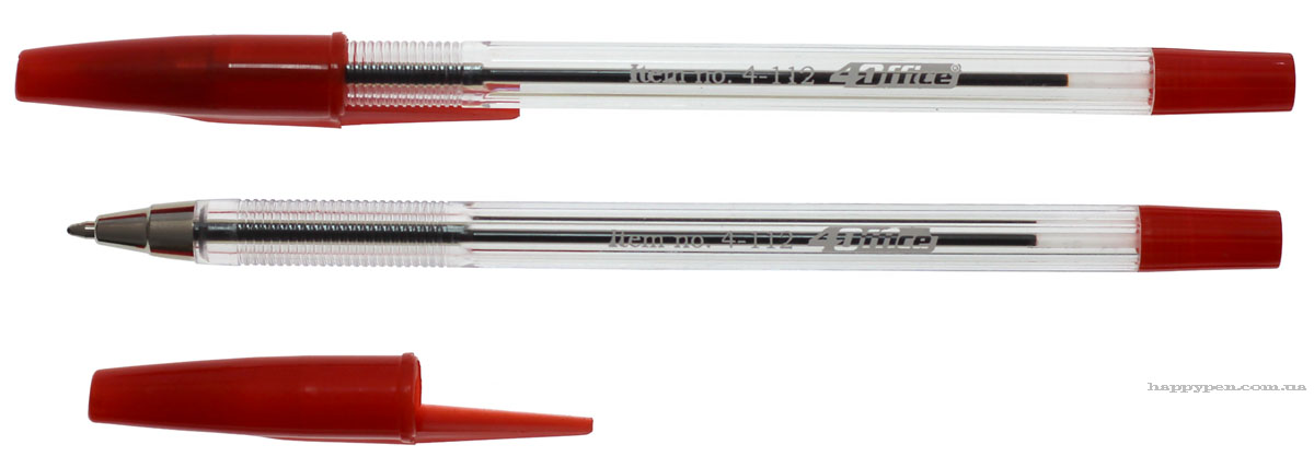 Ручка шариковая, корпус прозр., стержень красн. 4Office - фото 2