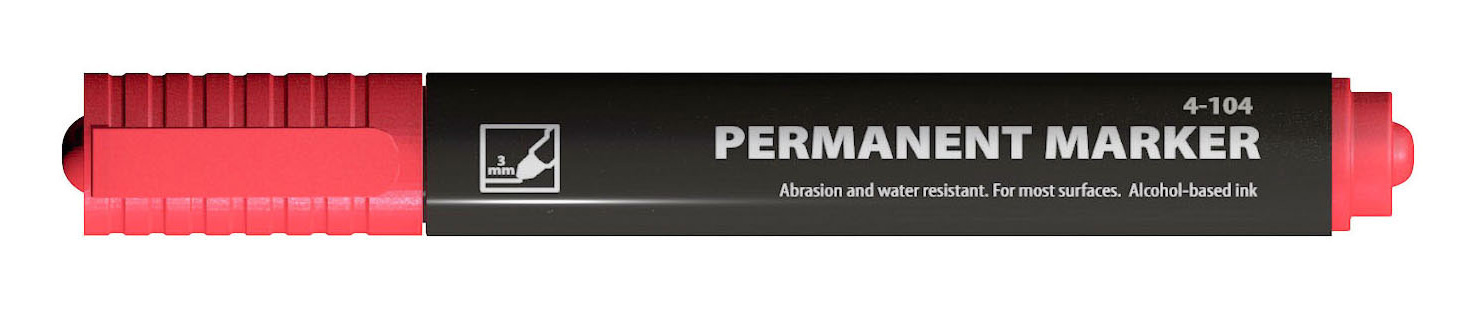 Маркер перманентний, круглий наконечник, 1-2мм., черв. 4Office - фото 2