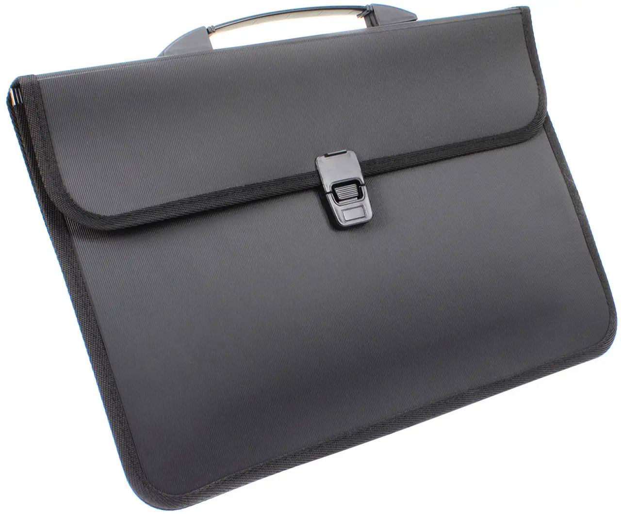 Портфель-картотека на 2 відділення, В4, з тканинною окантовкою, чорн. 4Office - фото 1