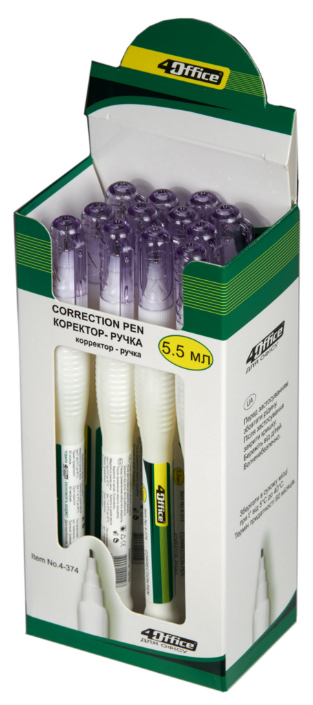 Корректор-ручка 5,5мл.,  металлический наконечник 4Office - фото 3