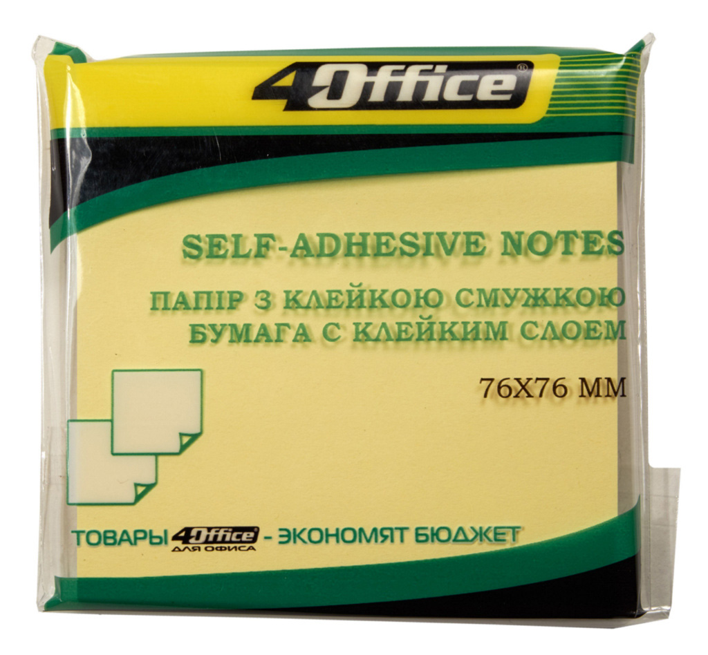 Блок бумаги с клейким слоем 76*76мм.*100 листов, пастель желт. 4Office - фото 3