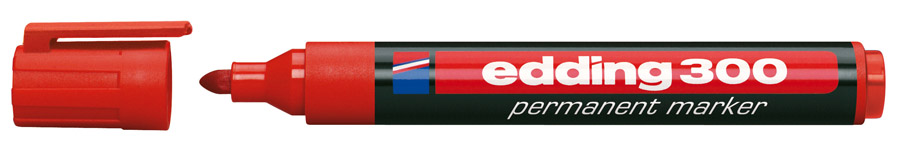 Маркер перманентний, круглий наконечник 1,5-3мм., 300, червон. Edding - фото 2