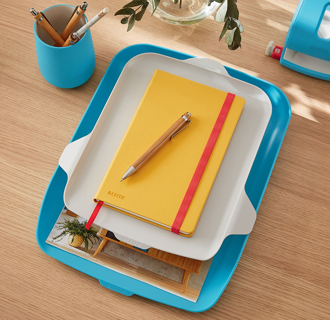 Лоток горизонтальный Leitz Cosy з органайзером, син. LEITZ - фото 4