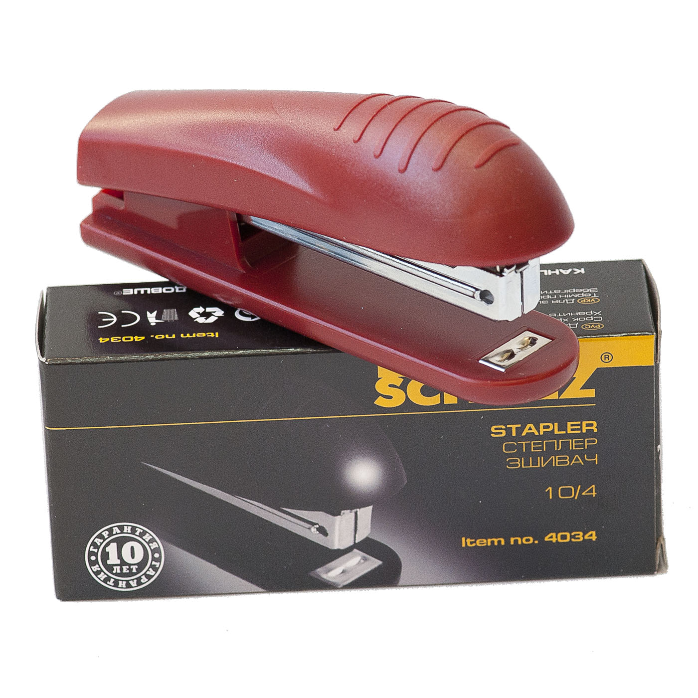 Степлер №10 15л., плечо 6см., пластик., красн. Scholz - фото 1