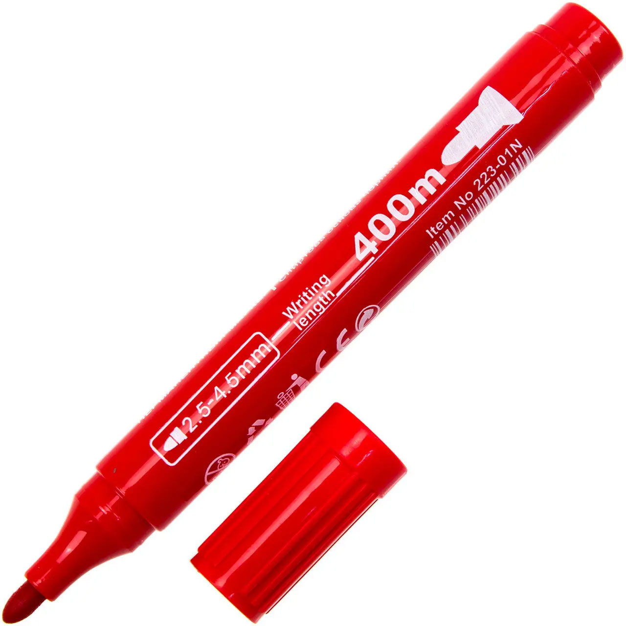 Маркер перманентний, круглий наконечник, 2,5-4,5мм., черв. NORMA - фото 3