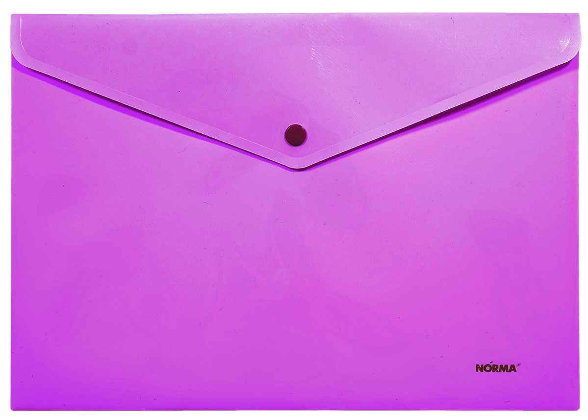 Папка-конверт на кнопке А4, непрозр., сиренев. NORMA - фото 1