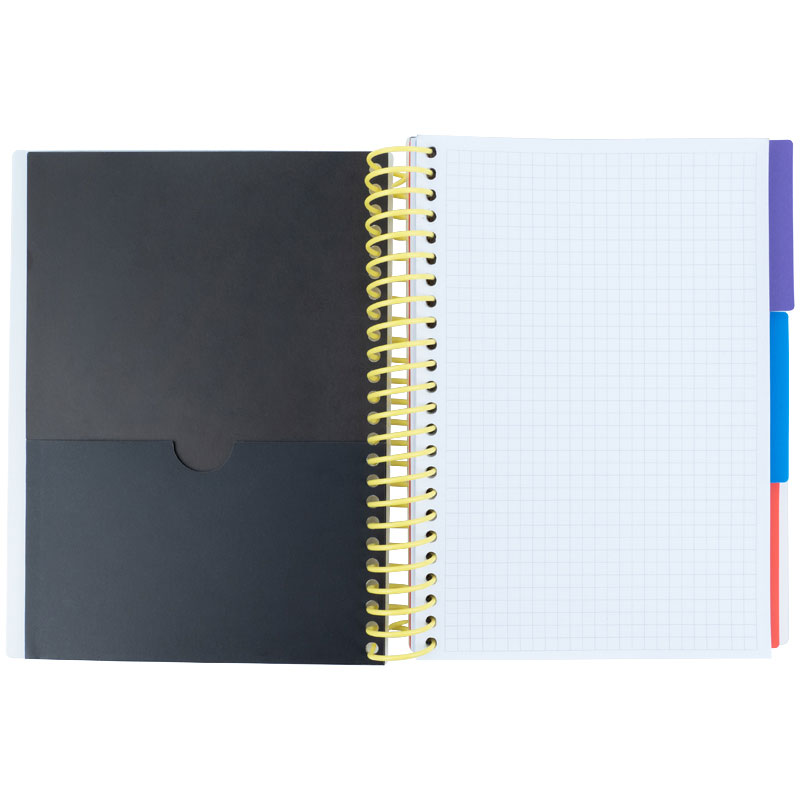 Зошит на спіралі А5, 120арк., з 3-ма розділювачами, клітинка, жовт. Axent - фото 2