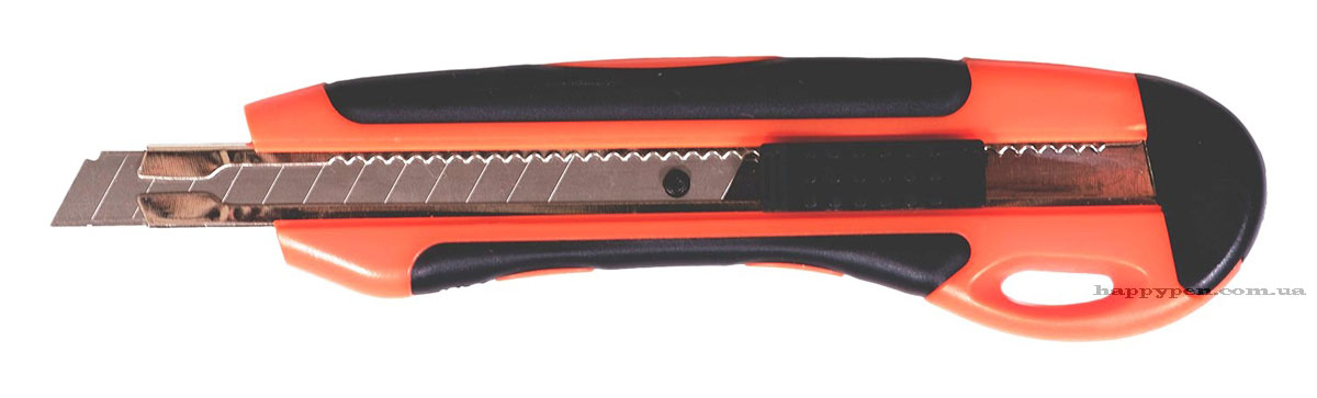 Ніж канцелярський малий 9мм., металева напрямна, прогумований ергономічний корпус NORMA - фото 2