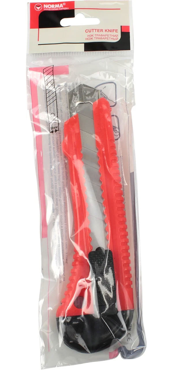 Ніж канцелярський великий 18мм., металева направляюча, пластиковий корпус NORMA - фото 2