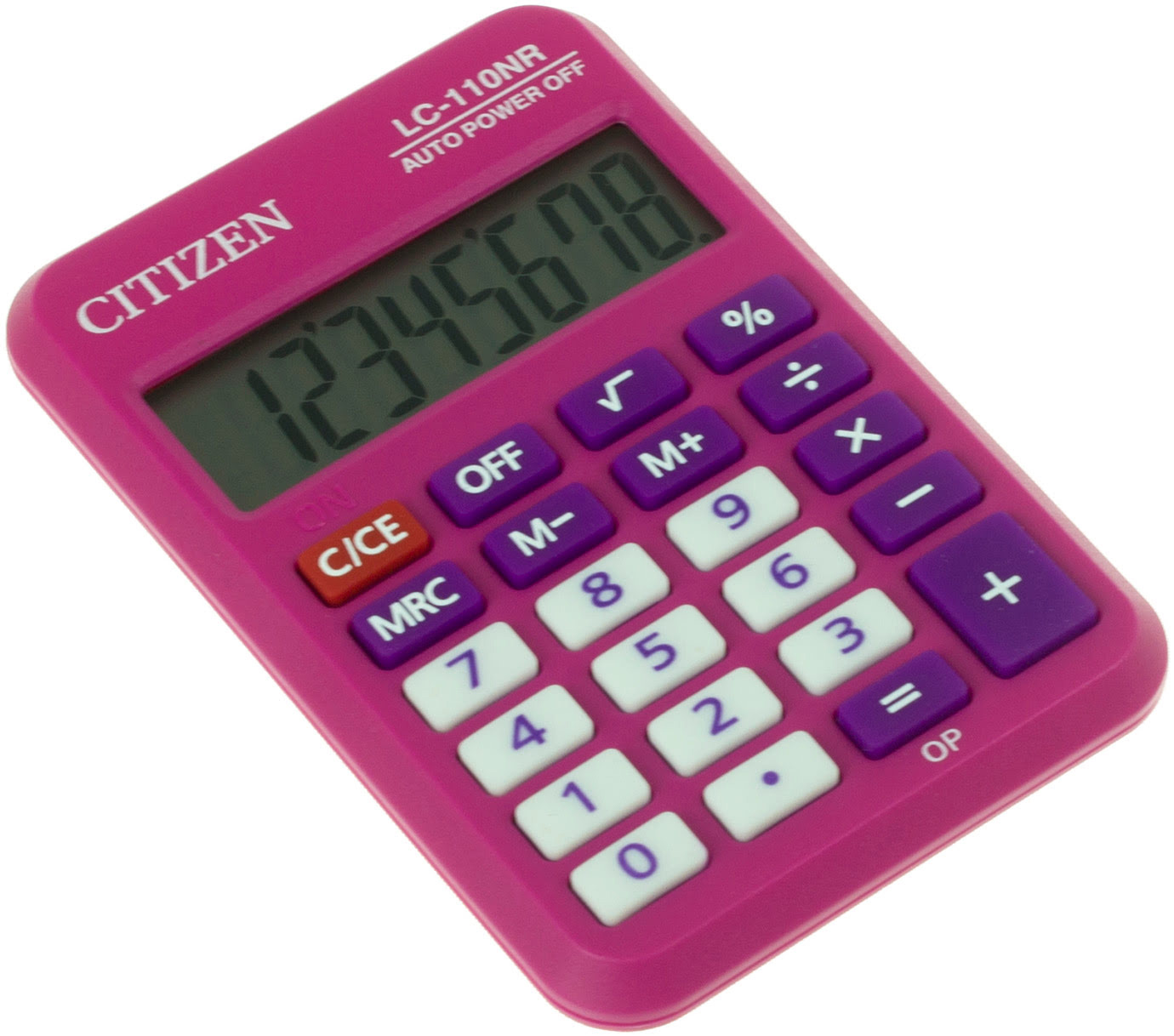 Калькулятор карманный LC110NR-PK 8 разрядов, 88х58х11мм., розов. Citizen - фото 4
