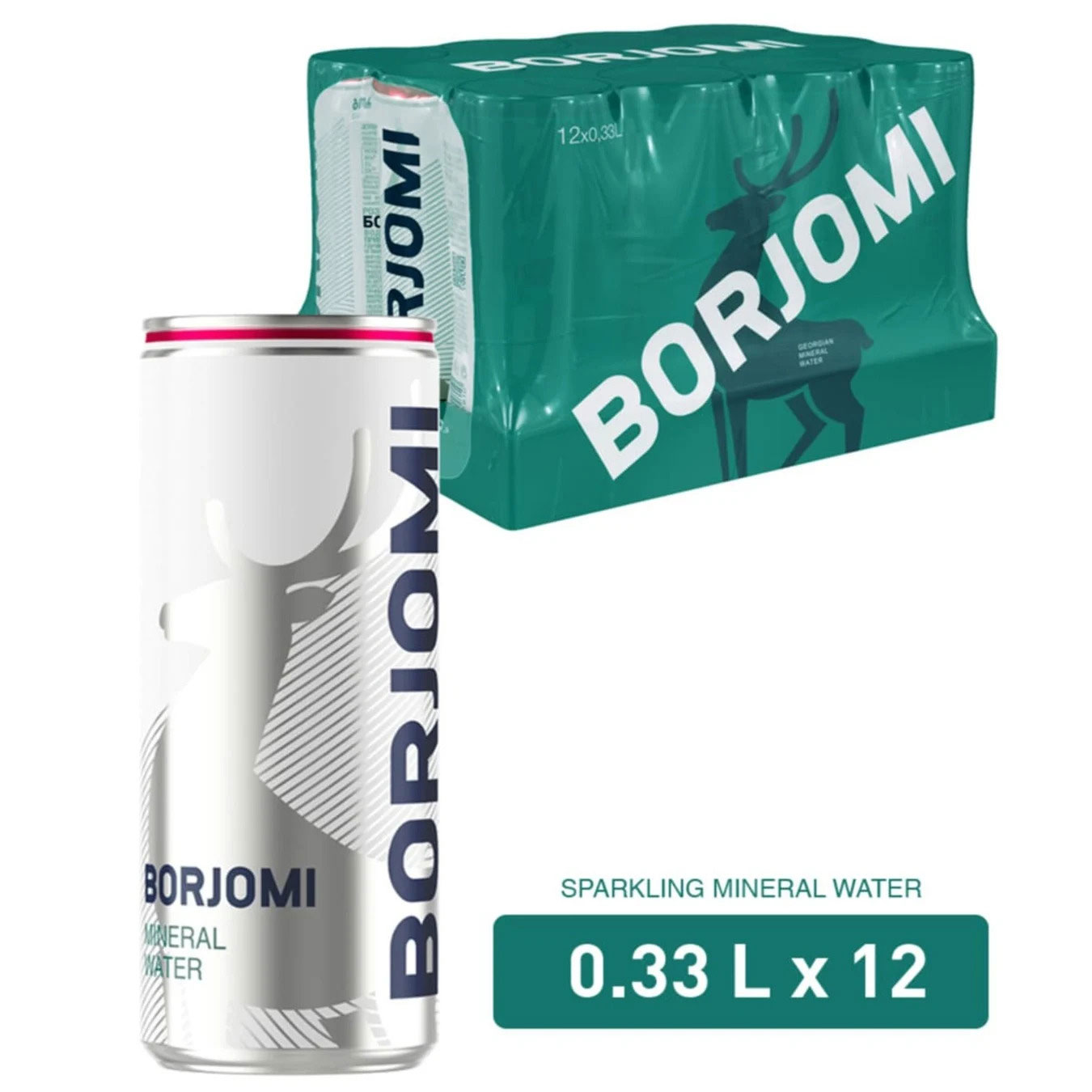 Вода мінеральна газована 0,33л., 12шт/уп., ж/б Borjomi - фото 1
