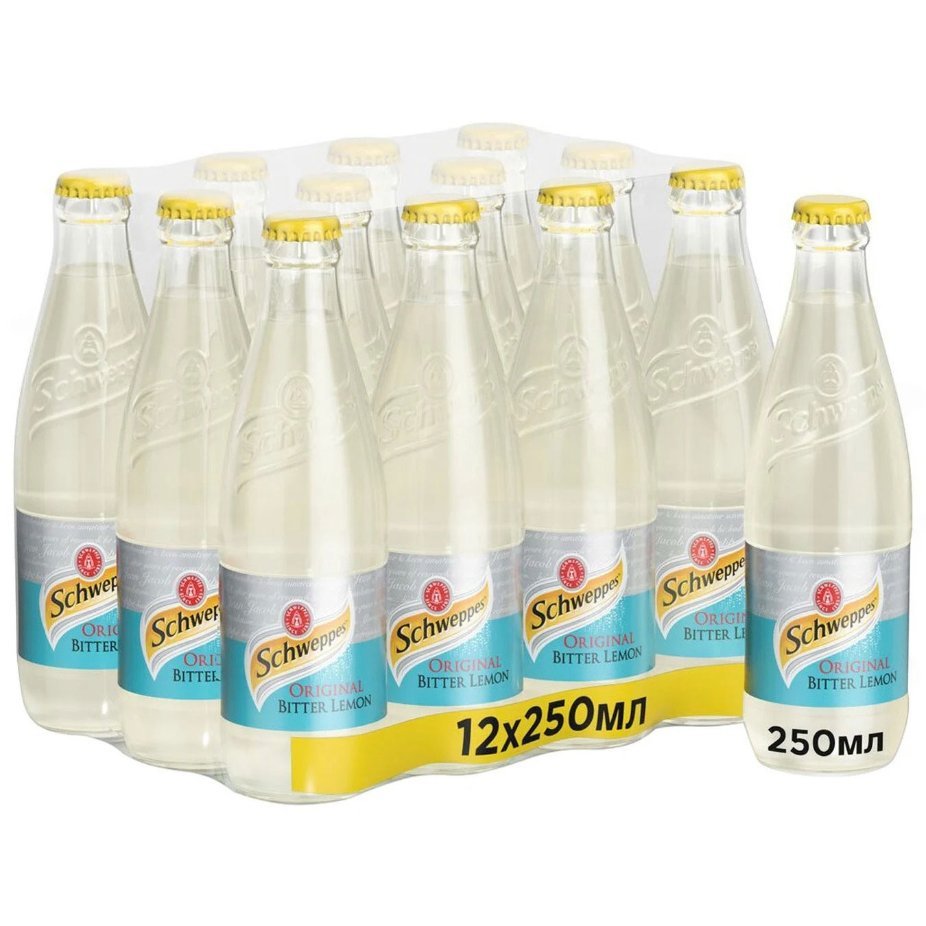 Напиток Швепс Биттер Лимон тоник, 0,25л., 12шт./уп., стеклянная бутылка Schweppes - фото 1