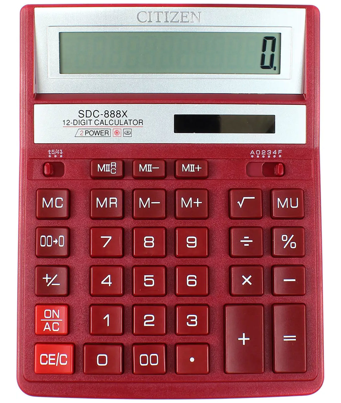 Калькулятор SDC-888 XRD, 12 розрядів, (203,2х158х31мм.), бордо Citizen - фото 1