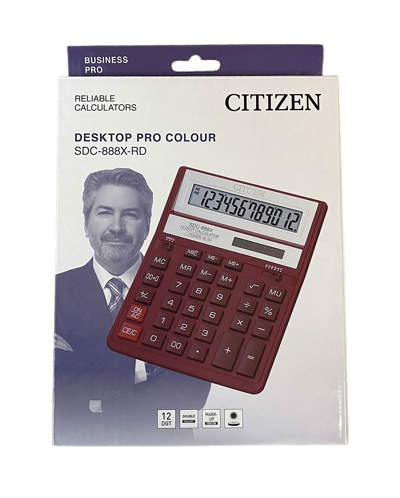 Калькулятор SDC-888 XRD, 12 розрядів, (203,2х158х31мм.), бордо Citizen - фото 3