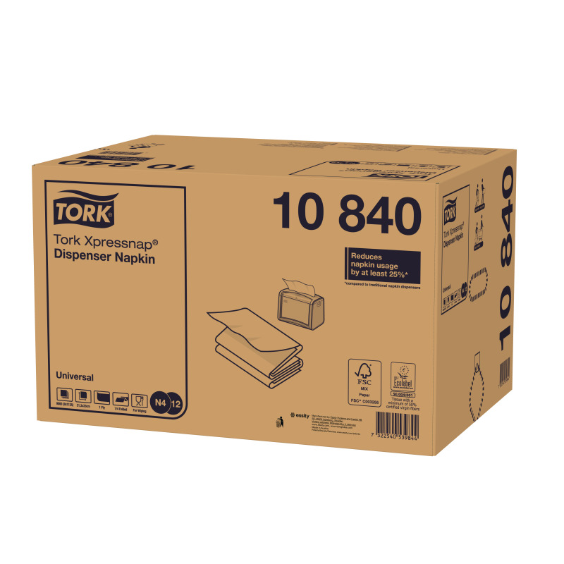 Салфетки для диспенсеров Xpressnap® №4 ультрамягкие, 21,6*33см, 1 сл., 1125 шт/уп., бел. Tork - фото 3