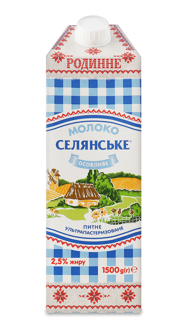 Молоко 1500гр., 2,5%, длительного хранения, ультрапастеризованное Селянське - фото 1