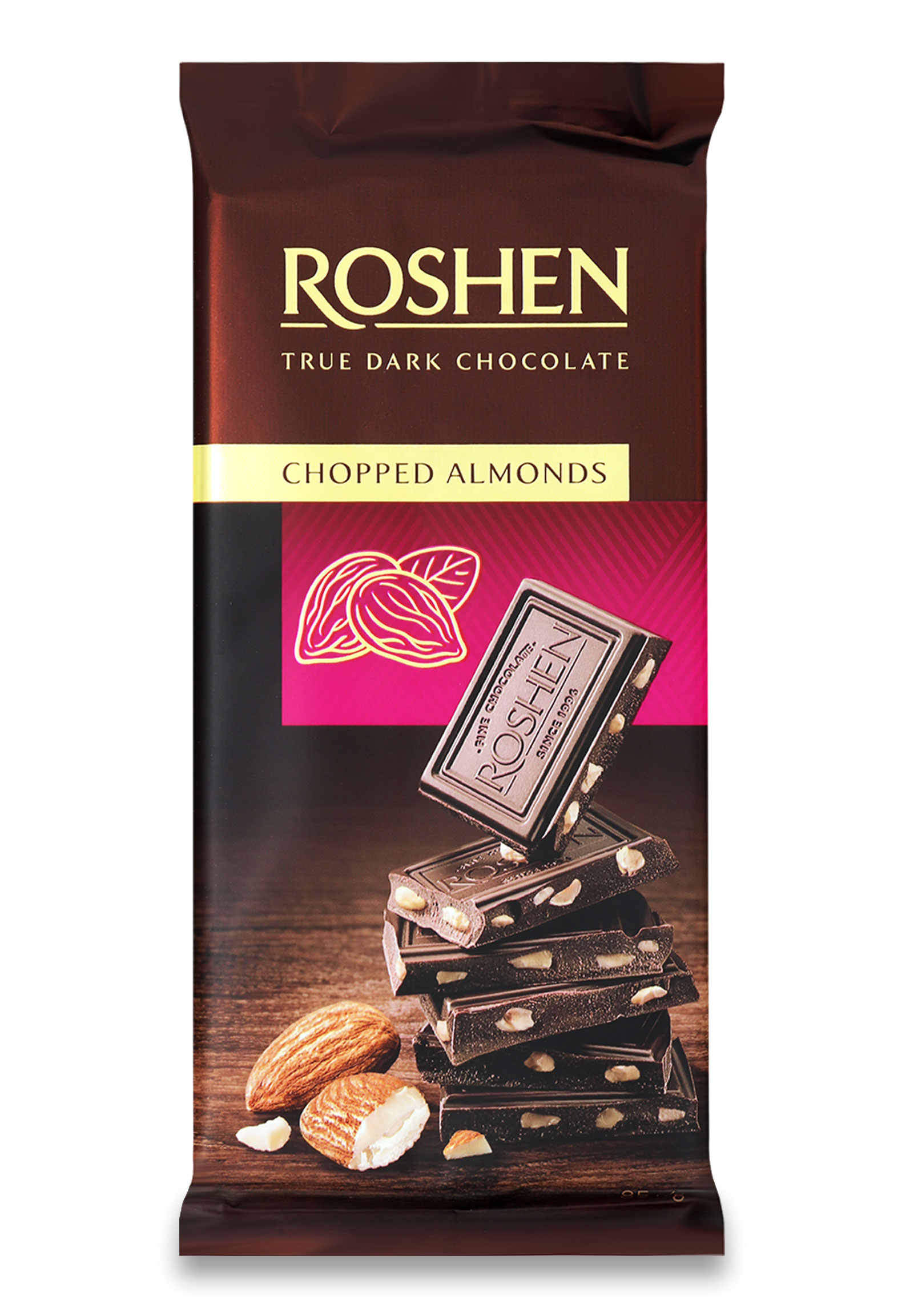 Шоколад чорний з підсоленим подрібненим мигдалем, 85г. Roshen - фото 1