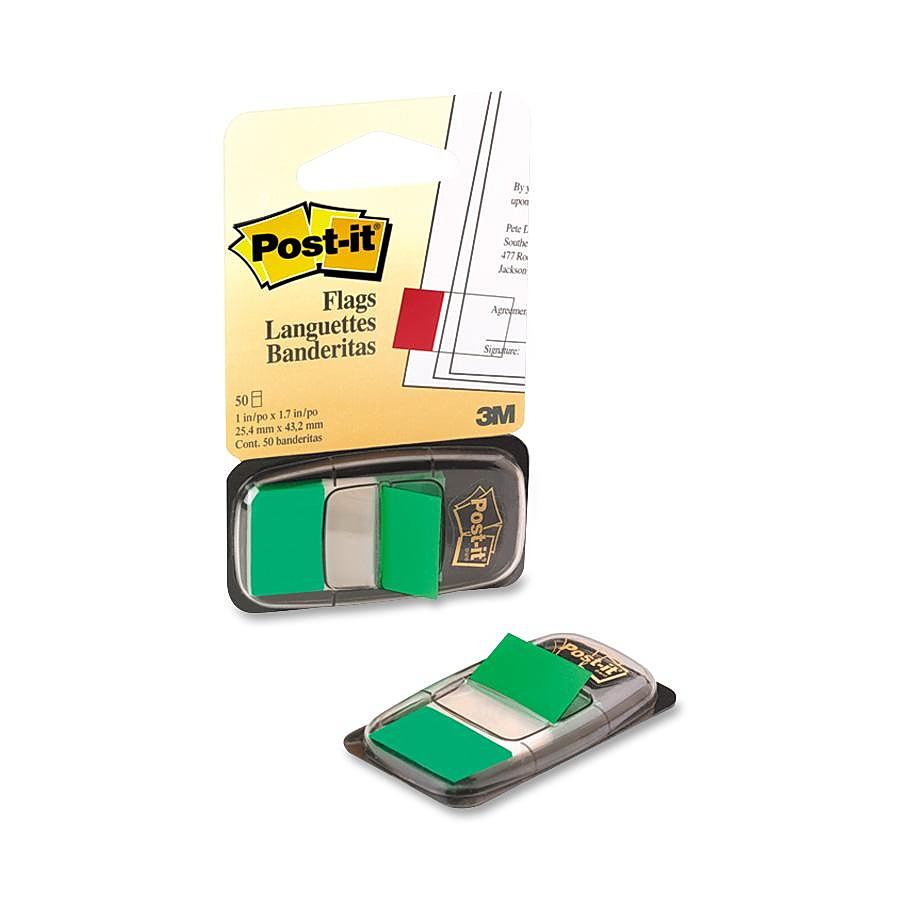 Закладки Post-it INDEX 25,4*43,2мм., 50 листов, зелен. 3M - фото 1