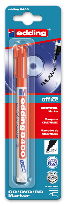 Маркер для компакт-дисков CD круглое острие 8400 1мм., красн. Edding - фото 2
