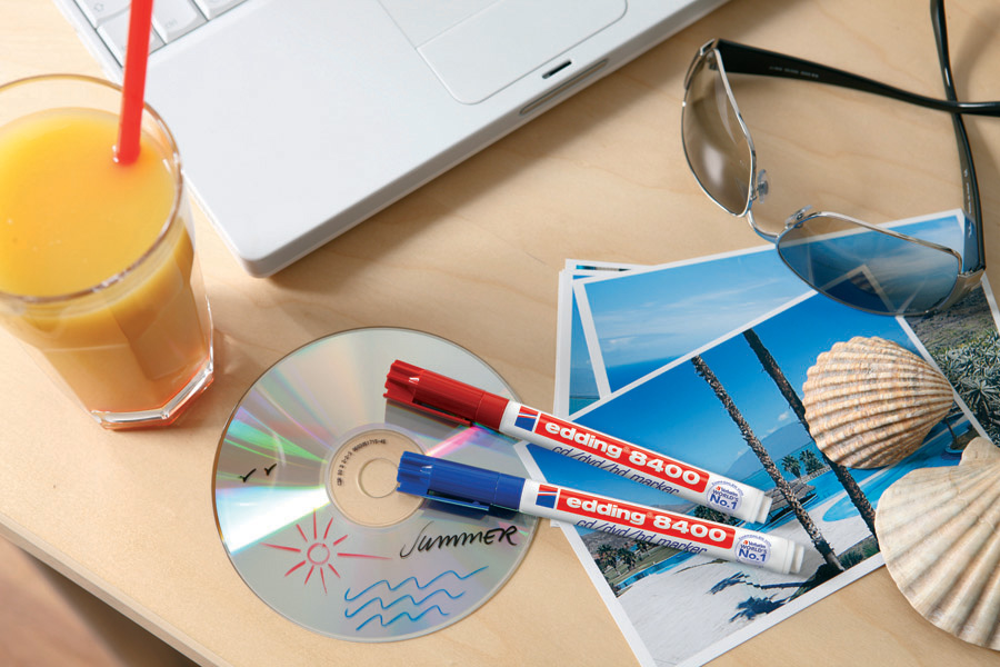 Маркер для компакт-дисков CD круглое острие 8400 1мм., красн. Edding - фото 4