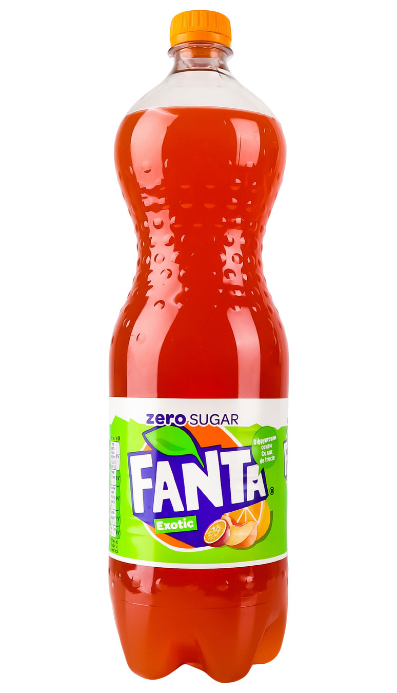 Напій Фанта Екзотик Зеро 1,25л, 6шт/уп., пластикова пляшка - фото 1