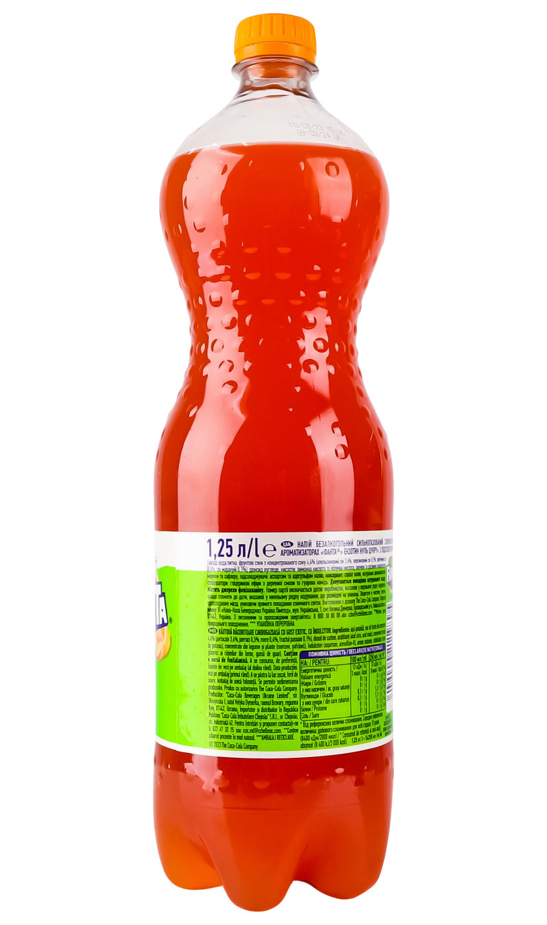 Напій Фанта Екзотик Зеро 1,25л, 6шт/уп., пластикова пляшка - фото 2