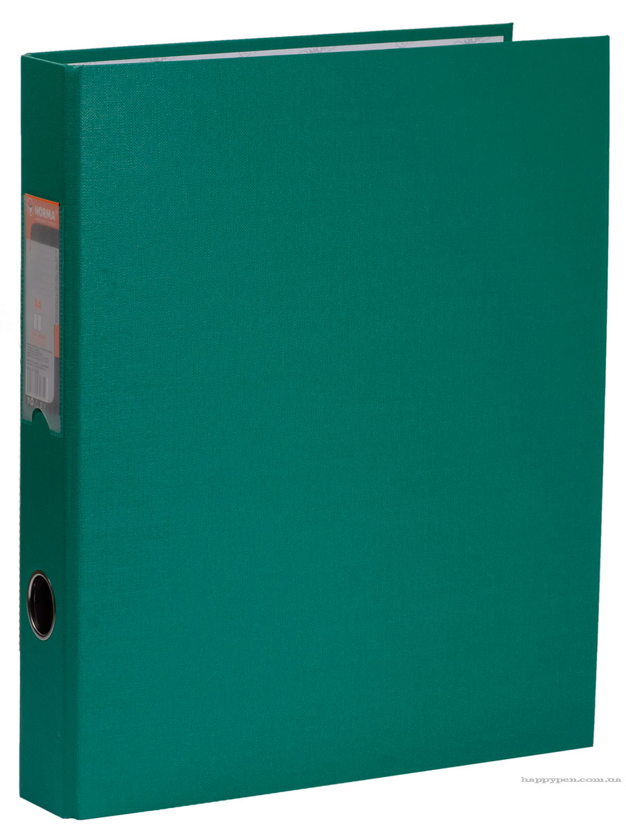 Папка А4, 50мм., 4кольца, картон PVC покрытие, зелен. NORMA - фото 1