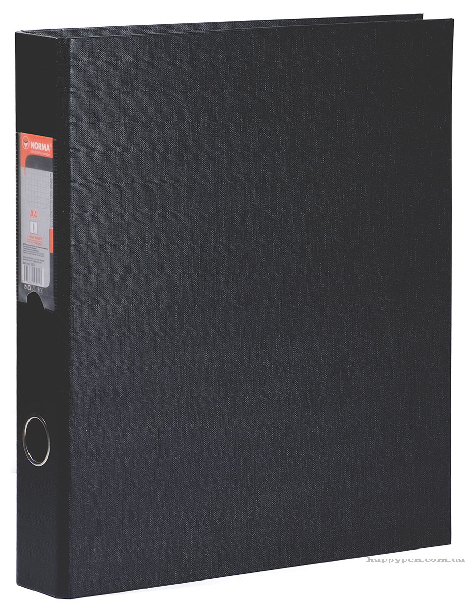 Папка А4, 50мм., 4кільця, картон PVC покриття, чорн. NORMA - фото 1