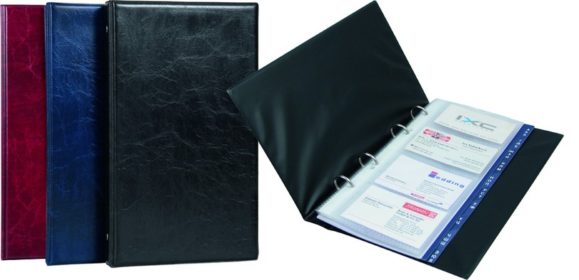 Візитниця Xepter на кільцях 80 візиток, вінілова обкладинка, з алфавітним розділювачем, бордо Axent - фото 1