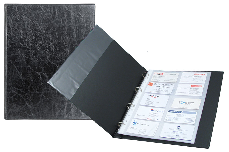 Візитниця на 200 візиток Xepter, А4, на кільцях, з алфавіт. розділювачами, вініл, чорн. Axent - фото 2