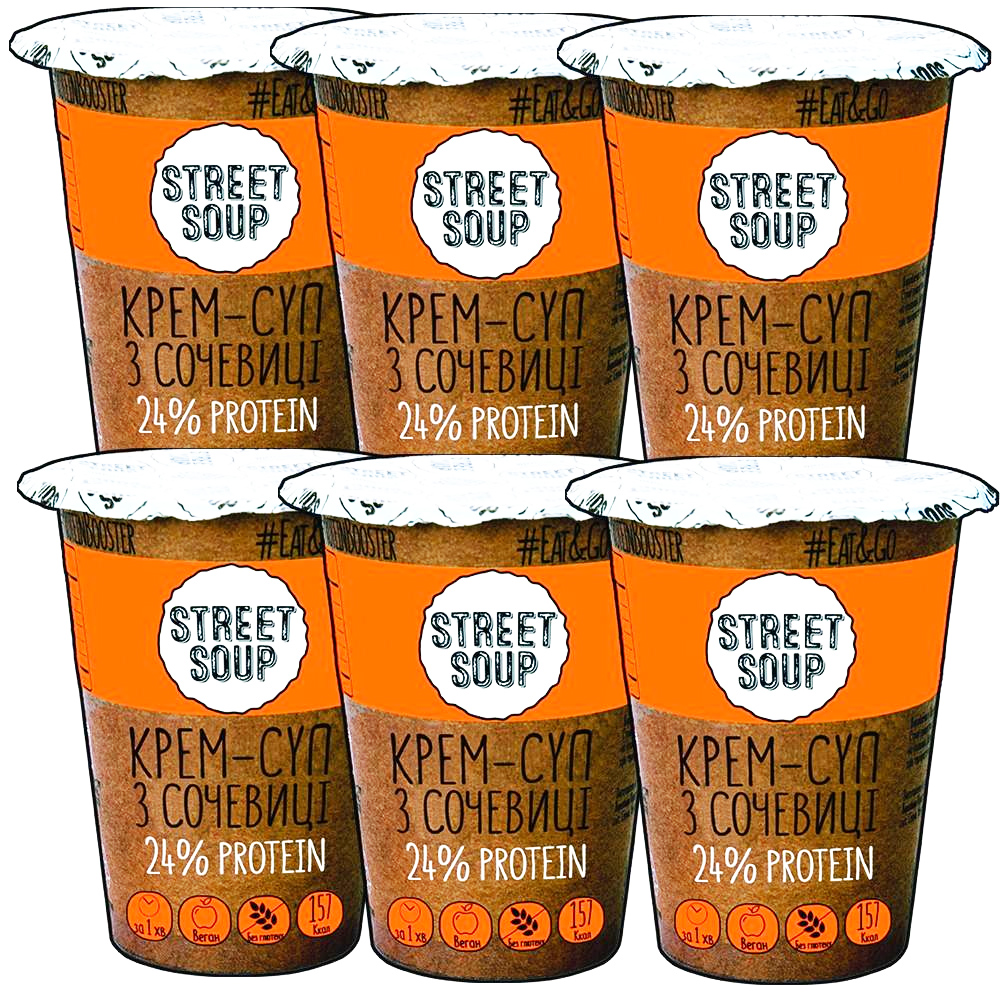Крем-Суп з Сочевиці 50г.*30шт/уп., стакан, ложка всередині Street Soup - фото 1
