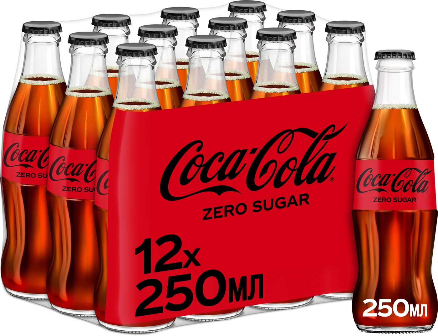 Напиток Coca-Cola Zero 0,25л., 12шт./уп., стеклянная бутылка Coca-Cola - фото 1