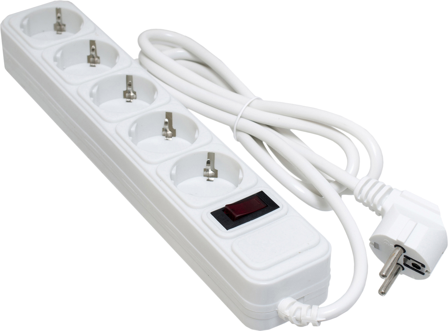 Фільтр-подовжувач 3 метри, 6 розеток із заземленням,  вимикач із запобіжником, біл. Patron - фото 1