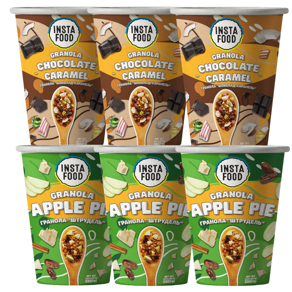 Гранола Apple Pie 50.*30шт/уп., стакан, ложка всередині Insta Food - фото 2