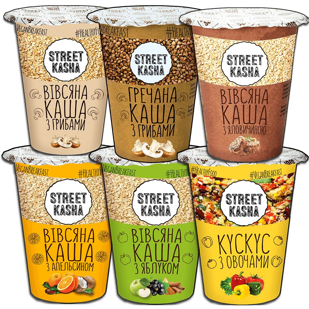 Каша Гречана з грибами 50.*30шт/уп., стакан, ложка всередині Street Kasha - фото 4