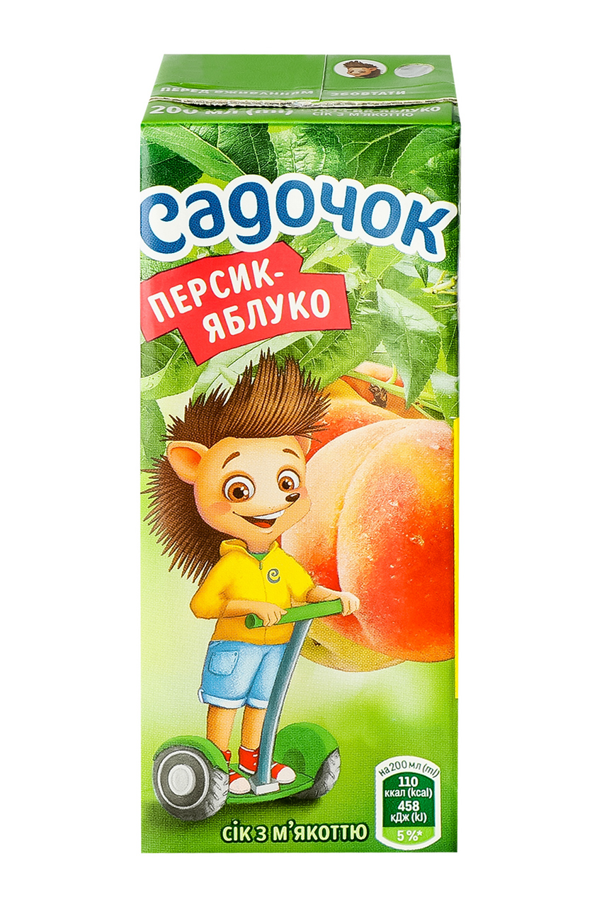 Сік 0,2л. Персик-Яблуко, 18шт/уп. Садочок - фото 1