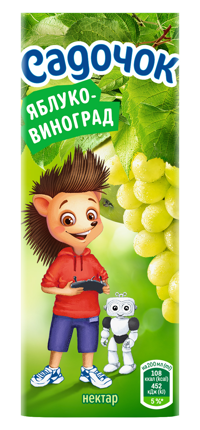Нектар 0,2л. Яблуко-Виноград білий, 18шт/уп. Садочок - фото 2