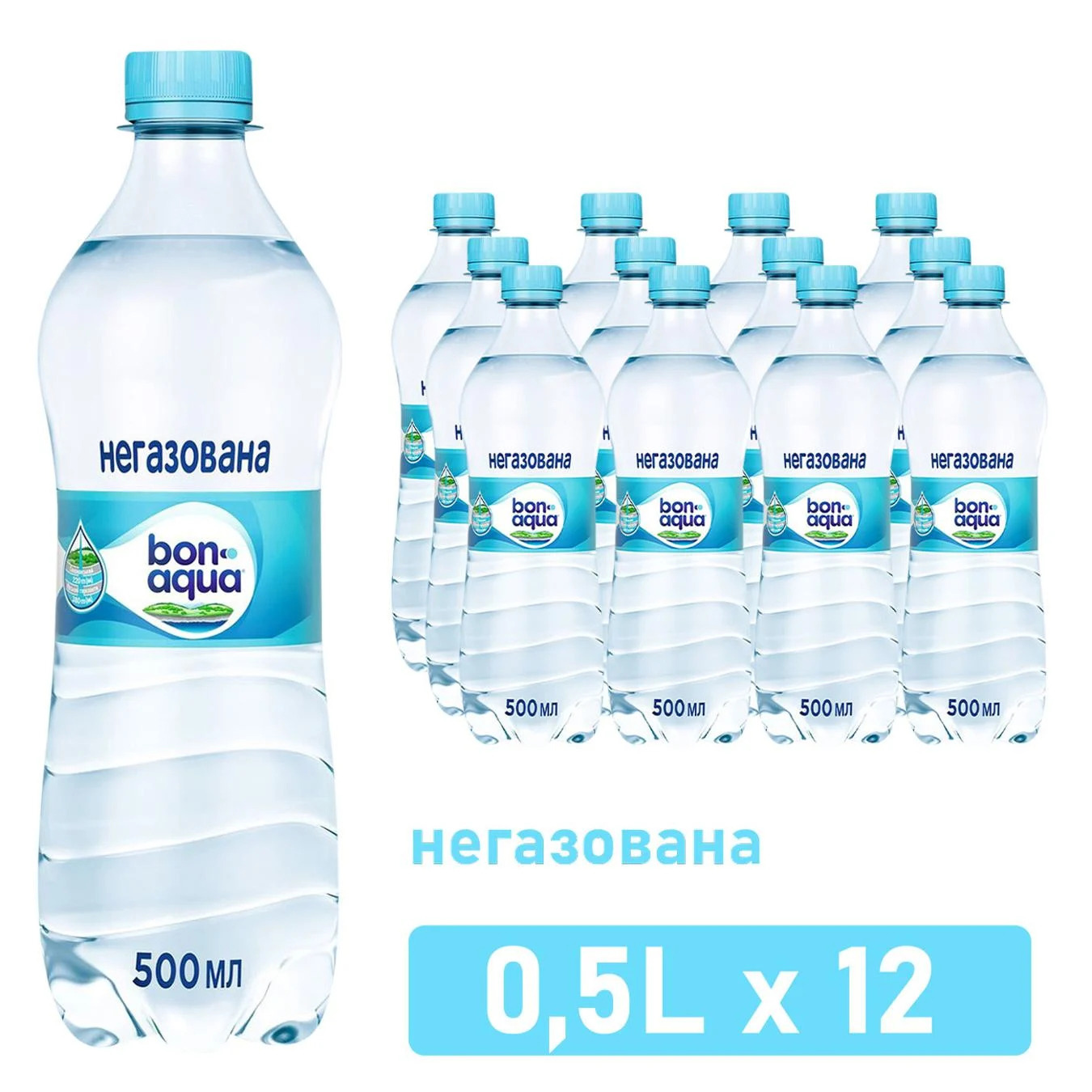 Вода мінеральна негазована 0,5л., 12шт/уп., пластикова пляшка Bonaqva - фото 1