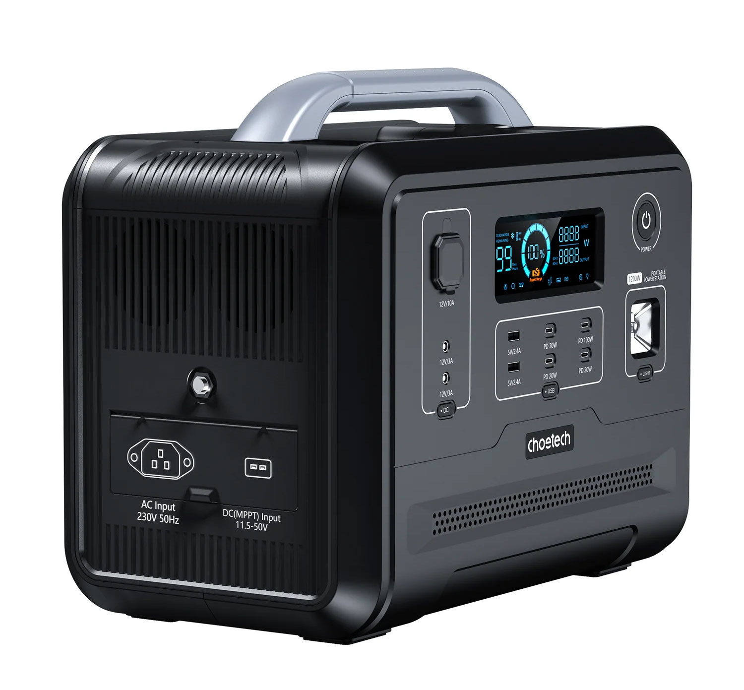 Мобильная зарядная станция Choetech 1200W, 960Wh., PD ports: 1*100W, 1*20W.,USB-A 2*5V/2.4A, LiFePo4 CHOETECH - фото 4