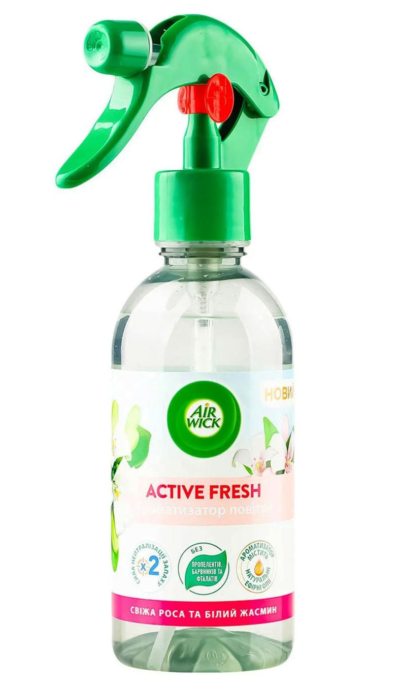 Освежитель воздуха спрей с курком Air Wick, 237мл., Свежая роса и белый жасмин Air Wick - фото 1