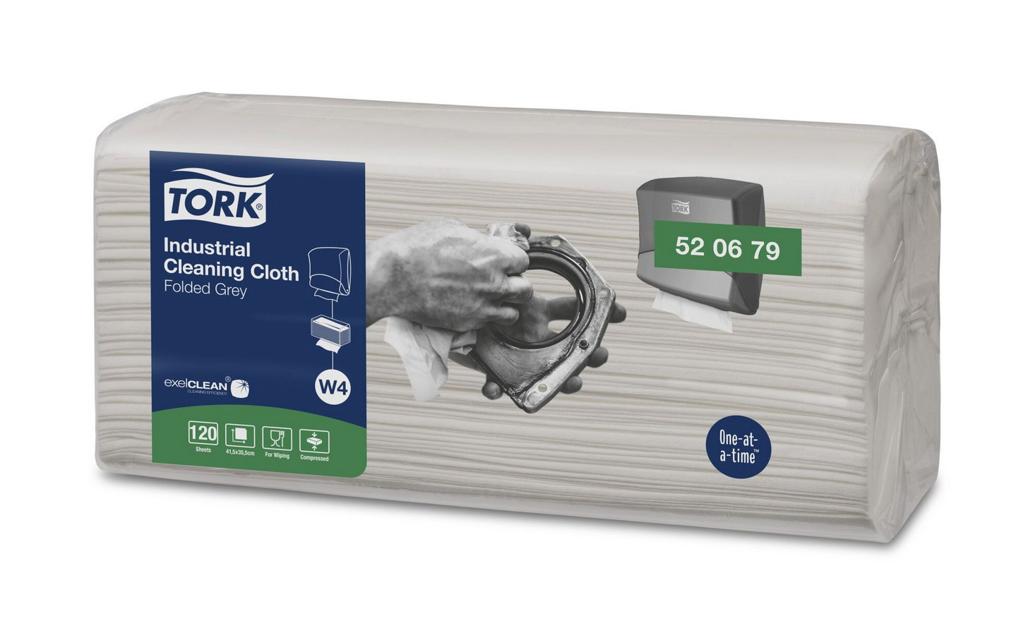 Протирочный материал универсальный Industrial Premium, 1-сл., 35,5*41,5см., 120шт./уп., серый W4 Tork - фото 4