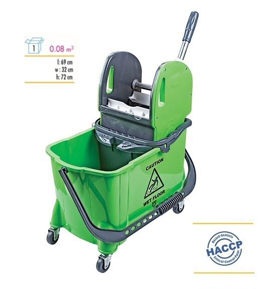 Ведро для уборки на колесах + встроенное ведро 24л., пластик, зелен. Uctem - фото 2